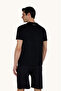 Men's Regular Fit Round Neck Logo Printed Short Sleeve Black T-Shirt - 4