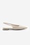 Women's Pointed Toe Front with Gold Detail Open Back Gold Painting Heel Ballerina Dufis Ecru - 3