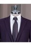 Italian Style Slim Fit 8 Drop Mono Collar Men's Jacket Purple T10772 - 2