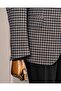 Italian Style Slim Fit Mono Collar Houndstooth Pattern Men's Jacket Brown T15050 - 4