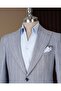 Slim Fit Men's Pointed Collar Pocket Striped Linen Jacket Blue T20104-19 - 2