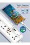 5 Way Power Extension Cord with USB, 1x 20W USB-C PD, 3x USB-A QC Fast Charging Ports, 5x Universal Electrical Outlet Lead Sockets, Multi Plug Charging Surge Protector Strip, 3M Cable - 4