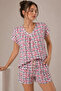 Women's Floral Patterned Cotton Short Sleeve Oversize T-Shirt and Shorts Bottom Top Pajama Set - 6