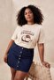 Stone Coconat Printed Loose Fit Knitted Oversized T-Shirt Tbbss26Bf00055