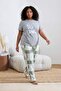 Gri Baskılı Kareli Örme Pijama Takımı TBBAW24AI00020 - 3