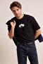 Black Oversize/Wide Cut Printed 100% Cotton T-Shirt Tmnss26Ts00052 - 2
