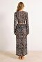 Abstract Patterned Knitted Gathered Beach Blouse Skirt Set Tbess25Au00044 - 5