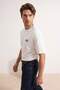 Ecru Oversize/Wide Cut Printed 100% Cotton T-Shirt Tmnss26Ts00049 - 2