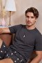 Anthracite Regular Penguin Embroidered Summer Knitted Pajama Set Tmnss26Pt00008 - 2