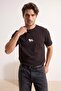 Dark Brown Regular Fit Animal Embroidered 100% Cotton T-Shirt Tmnss24Ts00056
