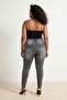 Anthracite High Waist Stretch Skinny Denim Plus Size Jeans Tbbaw26Cj00006 - 3