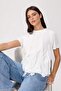 Ekru Düz Regular Bisiklet Yaka Standart Kol Kısa %100 Pamuk Örme T-Shirt TWOSS26TS00216 - 3
