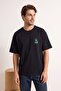 Black Oversize/Wide Cut Puffy Printed 100% Cotton T-Shirt Tmnss26Ts00058 - 2