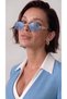3104D 602180 Uv400 Protected Blue Color Gold Detailed Women's Sunglasses - 2
