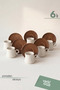 Set of 6 Porcelain Cups with Natural Acacia Toned Plates |   Premium Coffee Presentation Set - 4