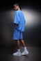 Men's Blue Oversized Wash Effect Basic Tshirt - 6