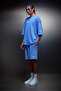 Men's Blue Oversized Wash Effect Basic Tshirt - 5