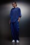Men's Indigo O Oversized Basic Tshirt with Washed Effect - 2