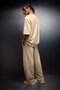 Men's Beige Oversized Basic Tshirt - 4