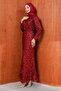 Burgundy Waist Belted Sequined Evening Dress - 4
