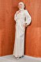Stone Front Draped Rose Detailed Evening Dress - 3