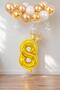 8 Number Gold Foil Balloon, King's Crown and Gold Balloon with Confetti
