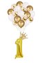 1 Number Gold Foil Balloon, King's Crown and Gold Balloon with Confetti - 2