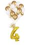 4 Number Gold Foil Balloon, King's Crown and Gold Balloon with Confetti - 2
