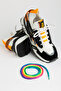 Women's Sneaker Textile Lace-Up Sports Shoes Black White - 3