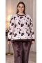 طقم بيجامة مخملية كبيرة الحجم بأكمام طويلة B89-81 - 4