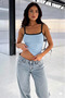 Women's Strappy Blouse Athlete Light Blue Contrast - 2