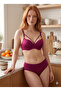 Purple Half Push-Up Bra with Micro Silicone Bones and Straps