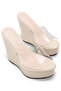 Beige Transparent Wedge Heel Women's Slippers Katerina