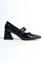 Culia Black Patent Leather Mary Jane Double Band Blunt Toe Heeled Shoes - 5