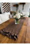 İnci Vintage Double Layer Ruffled Brown Runner - 4