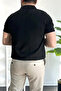 Men's Half Zip Polo Neck T-Shirt Black Edw257 - 4