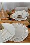 6-Piece Natural Raw Linen Round Placemat with Ruffle Detail American Style Table Mat - 3