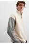 Semi-Zippered Mock Neck Ecru Sweater Loose Fit / Relaxed Fit 0710263-70057 - 2