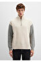 Semi-Zippered Mock Neck Ecru Sweater Loose Fit / Relaxed Fit 0710263-70057 - 4