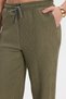 Women's Relax Fit Comfortable Cut Waist Lace-Up Jacquard Elastic Khaki Palazzo Trousers - 3