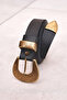 Vintage Metal Buckle Li Suni̇ D Leather Belt - 2