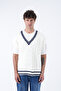 Striped V-Neck Sweater - 4