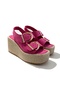 Nina Fuchsia Suede Wedge Heel Sandals - 4