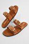 Women's tan suede double-strap comfort sole slippers - 2