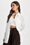 Women's Oversized Relaxed Fit Long Sleeve Plain Ecru Shirt in Pack of Viscose - 5