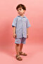 Muslin Shirt Hooded Suit Short Sleeve Shorts 2 Piece Set Buttoned 100% Cotton Boy's Suit - 6