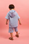 Muslin Shirt Hooded Suit Short Sleeve Shorts 2 Piece Set Buttoned 100% Cotton Boy's Suit - 3