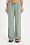 Women's relaxed fit 100% cotton casual khaki pants with drawstring waist, elastic waistband, double pockets, and a two-thread construction. - 2