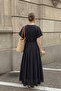Beli Lace-Up V-Neck Midi Dress Black - 4