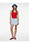 Cotton Mini Denim Skirt with Lace Detail